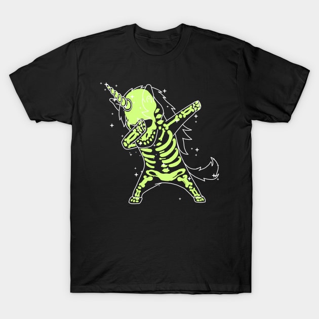 Dabbing Unicorn Skeleton Shirt Dab Hip Hop X-Ray Glow Effect T-Shirt by vo_maria
